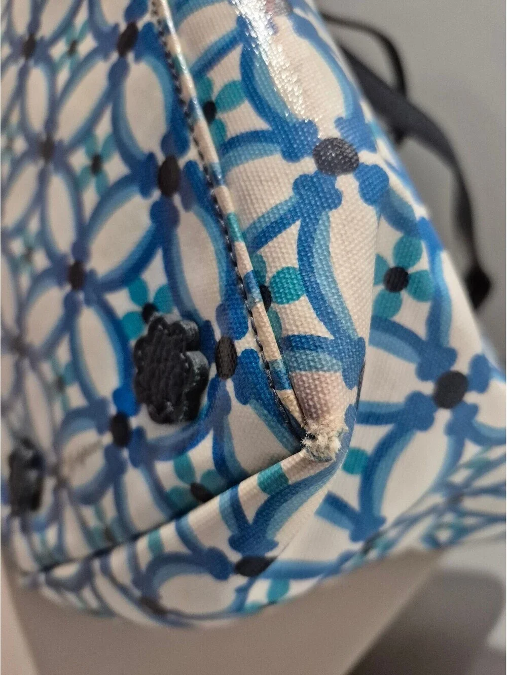Brighton Araceli Carryall Tote Blue White Geometric Shoulder Bag
